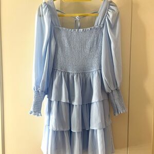 Baby blue dress, above knee length